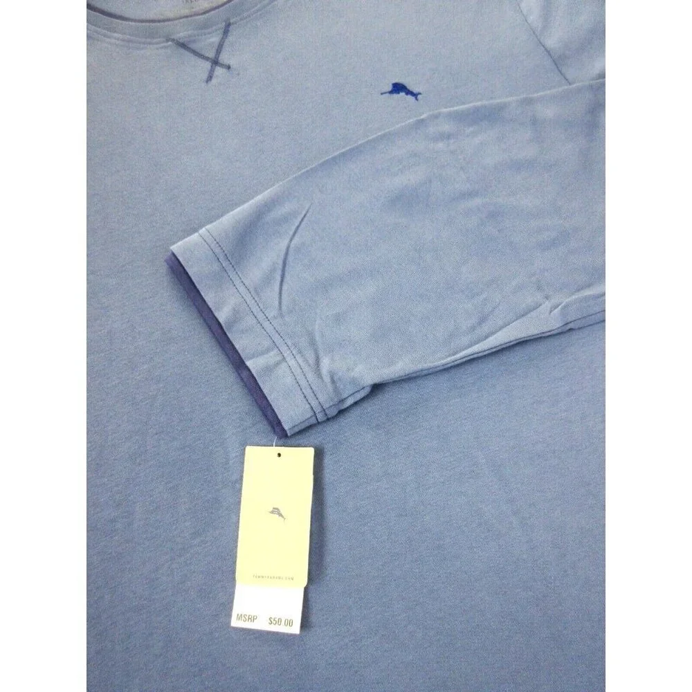 Tommy Bahama Men's LS Cotton Modal Big & Tall Crew Neck Tee Shirt Denim Blue NWT - Picture 4 of 4